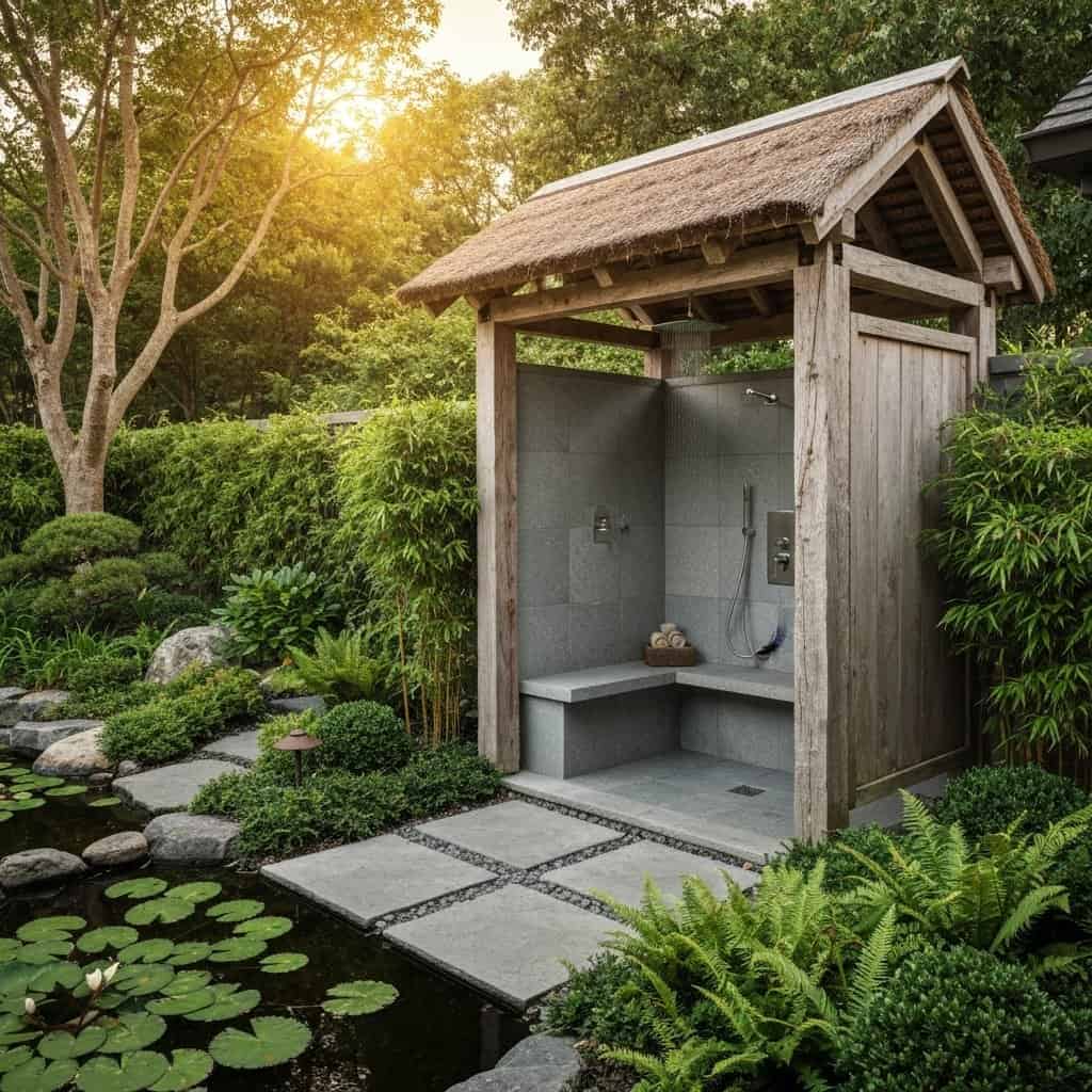 Jak zaprojektować i zbudować zewnętrzny prysznic w ogrodzie?