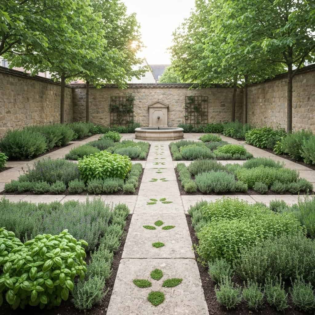 Ogrody klasztorne (herbarium, hortus) – układ i symbolika